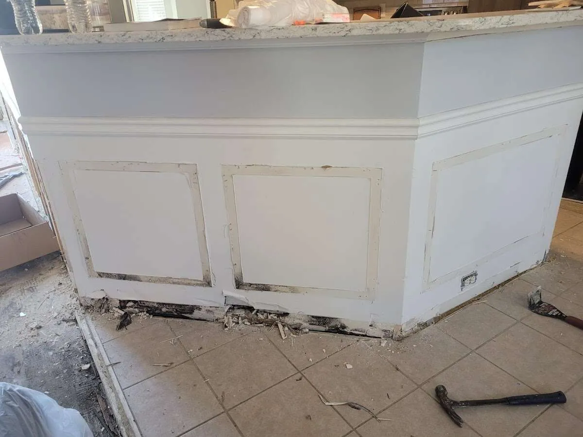 Water damage and mold on kitchen during Storm Damage Restoration in Westtown